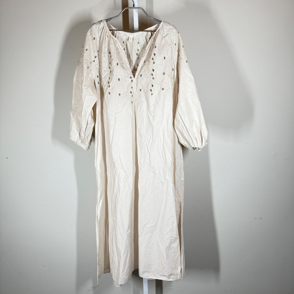 H&M Beige Maxi Dress with Embroidery
